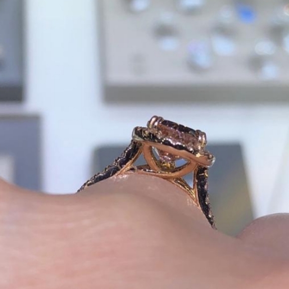 6ct Morganite Halo 14k Rose Gold Ring - Picture 6 of 7
